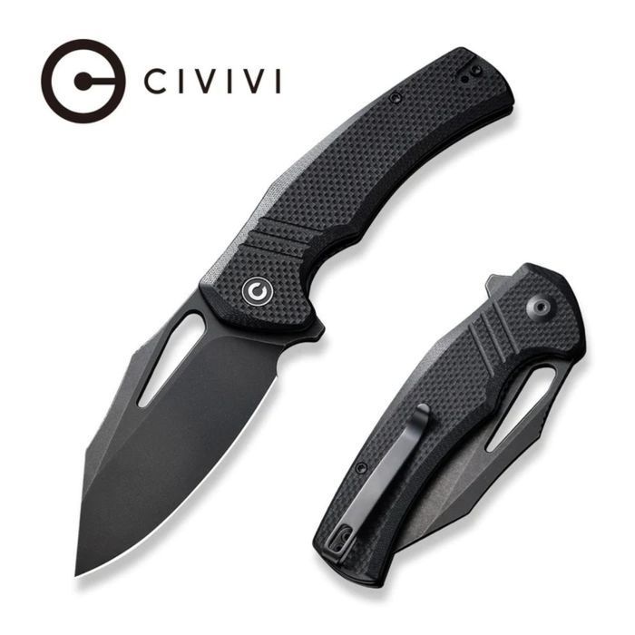 Nóż składany Civivi BullTusk Black G10, Black Stonewashed 14C28N (C230