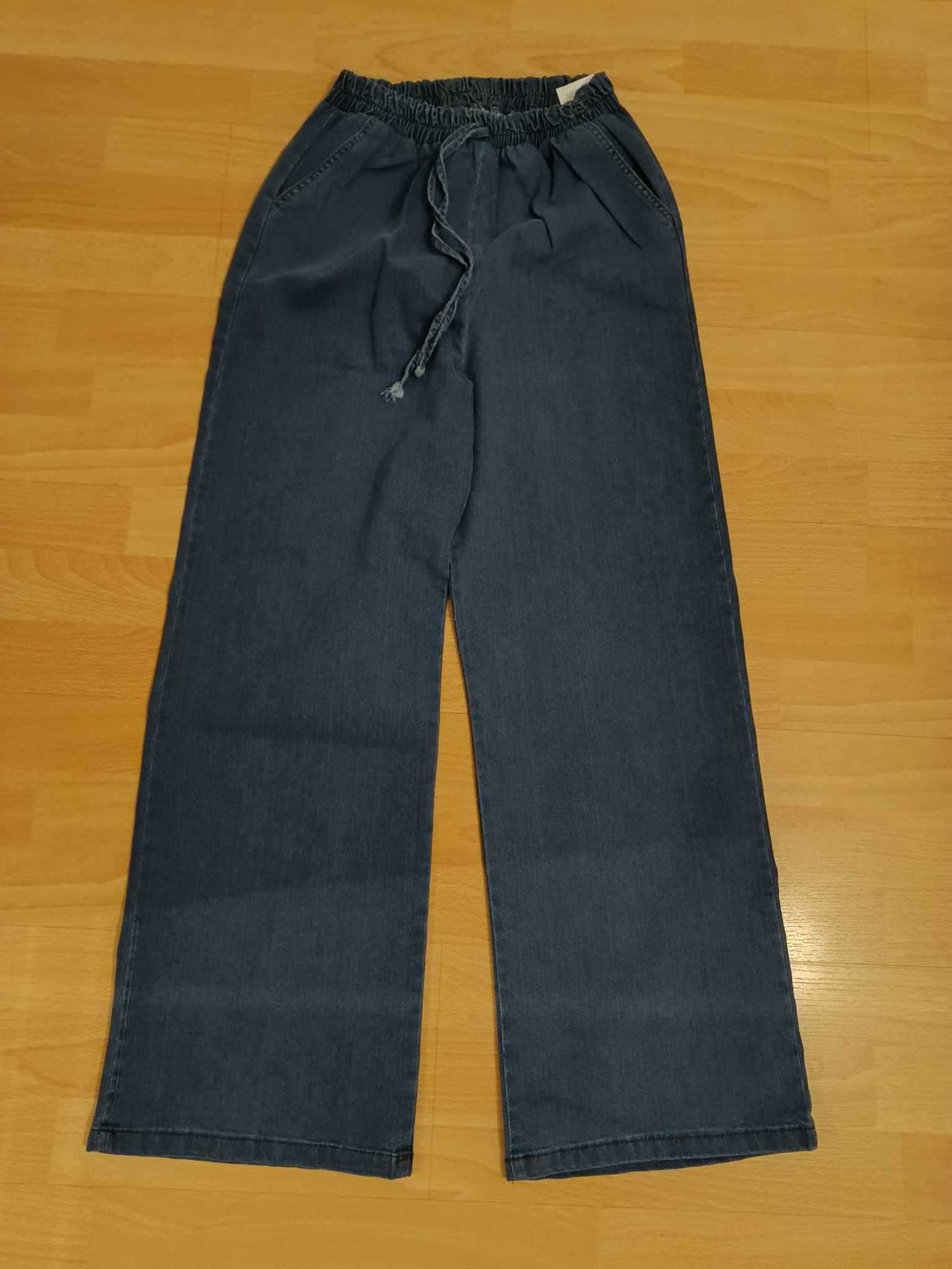 Spodnie dżins denim wide leg szerokie damskie 36 S gumka sznurek