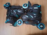 Rolki Wrotki Regulowane 3w1 RAVEN Helixi Black/Mint 34-37 Kółko LED