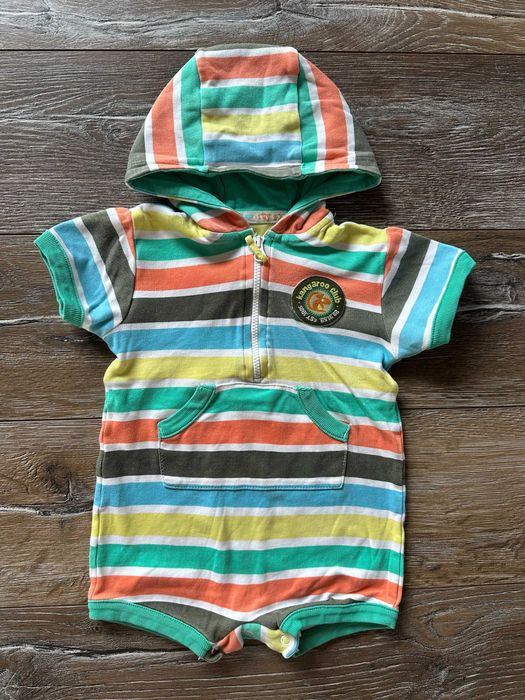 Rampers bawełniany w kolorowe paseczki 9-12 m Stan bdb Marks & Spencer