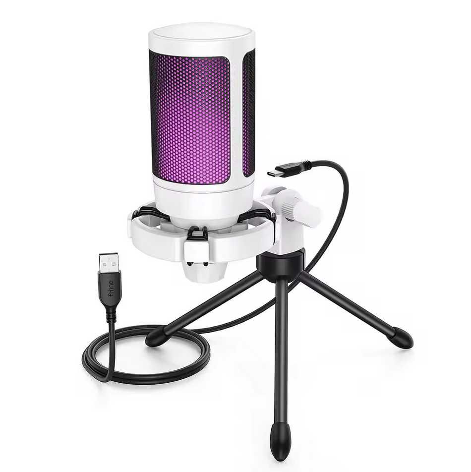 Fifine A2 Ampligame - USB конденсаторний мікрофон (білий/чорний)