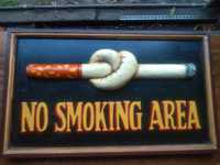 Obraz drewniany no smoking area vintage 60