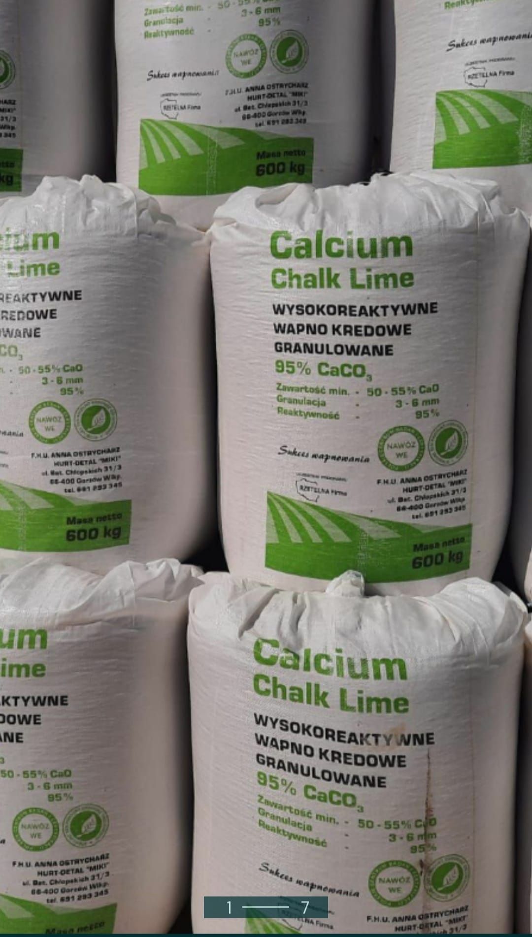 Wapno granulowane-Czarna kreda PRODUCENT