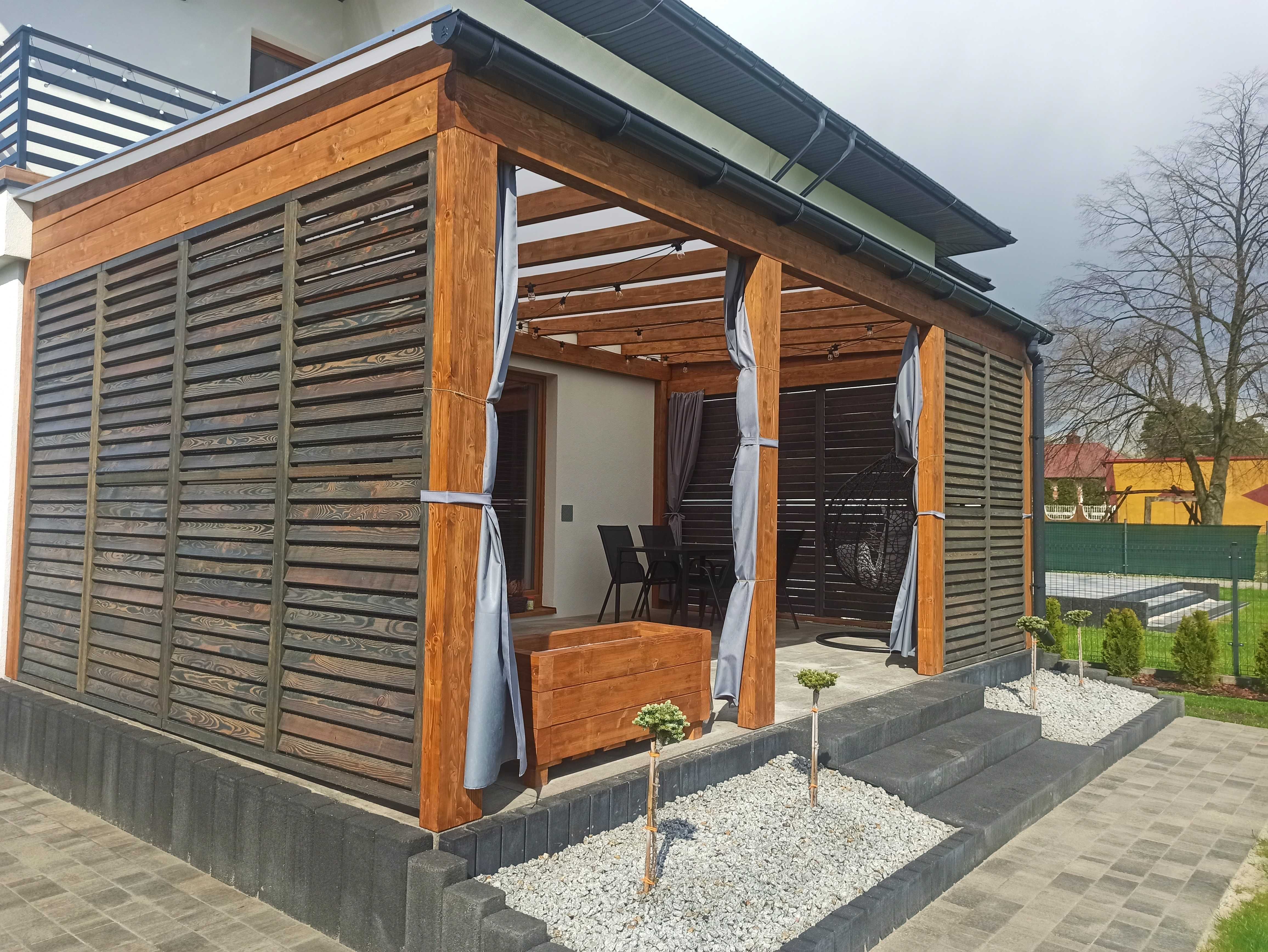 Drewniane Zadaszenie Tarasu Pergola Carport Ruchome deseczki Piaseczno