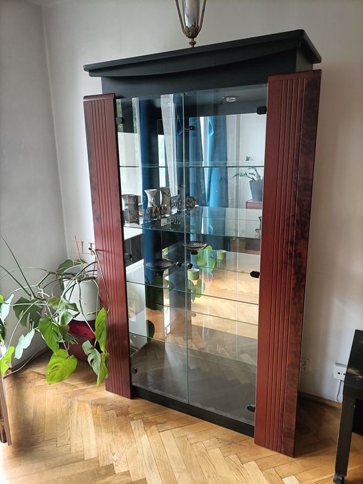 Witryna komoda szafka szafa gablota PRL podświetlana biblioteczka