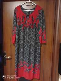 Suknia szaro czerwona r.48 XXL w bardzo dobrym stanie