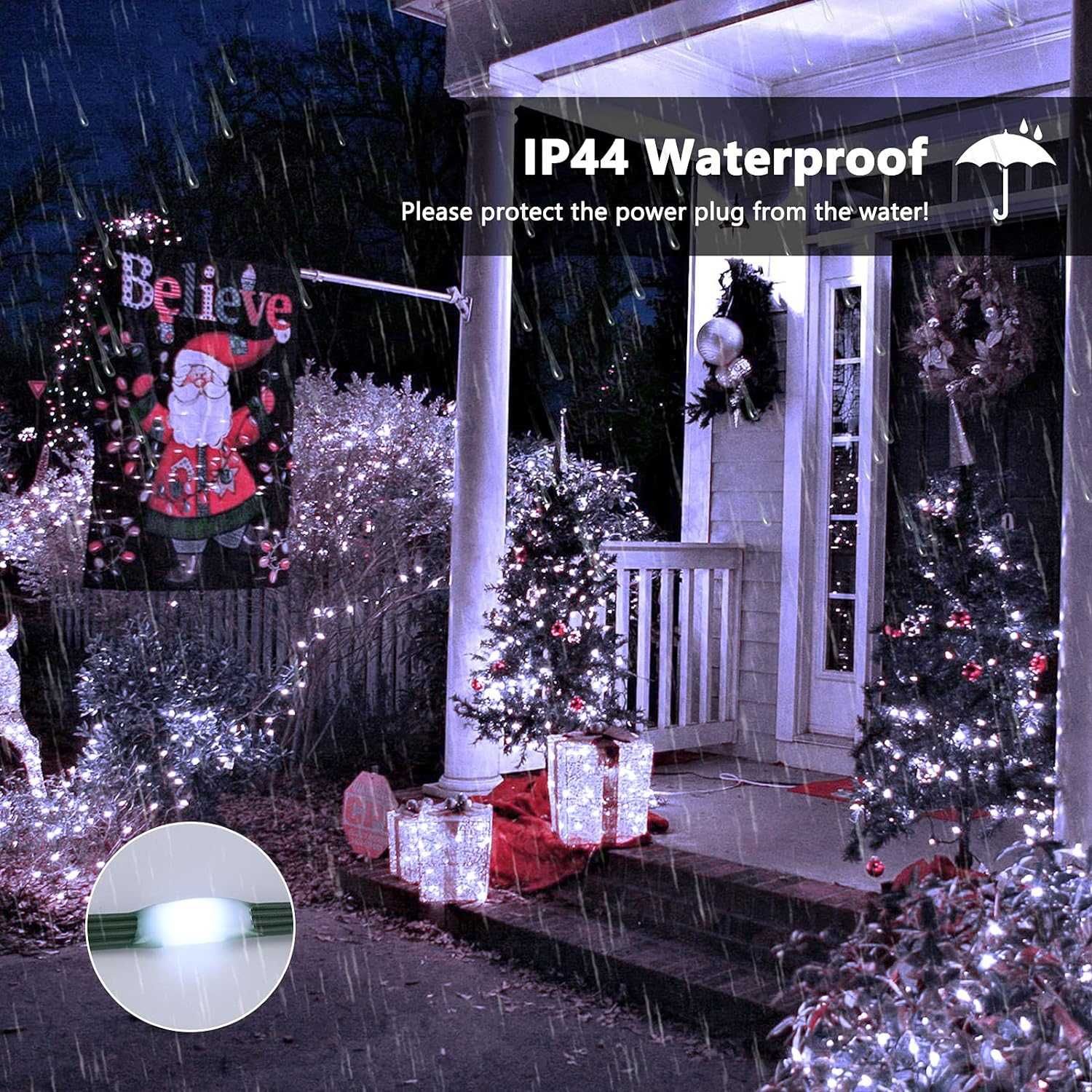 200 LED Luzes de Natal - Branco QUENTE - Interior ou Exterior IP44