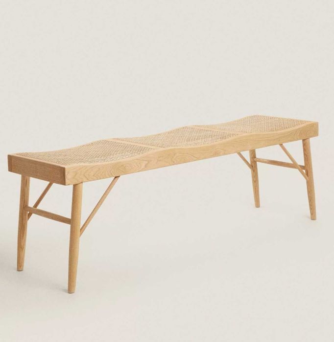 Banco de madeira e ratã ZARA HOME