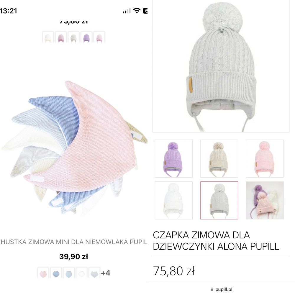 Komplet: czapka zimowa z chustą, 46-48 cm, wełna w składzie, Pupill