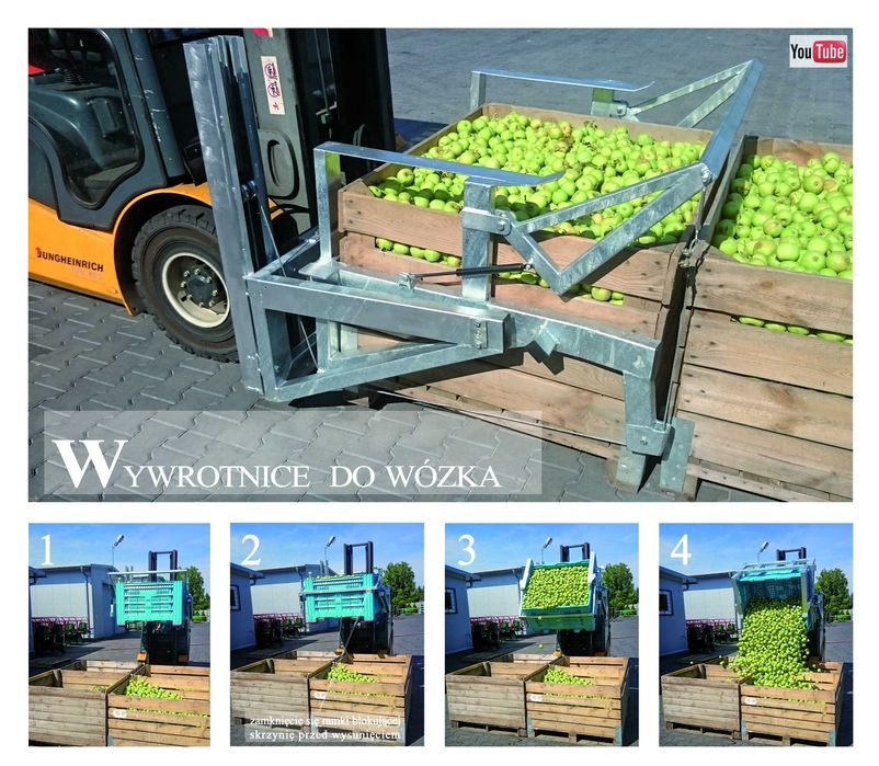 Wywrotnica do skrzyń WMA-115 KRÓLIK  l  obrotnica do wózka widłowego