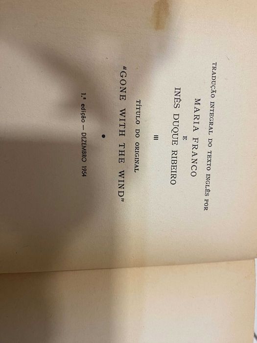 Livro E tudo o vento Levou - 1º edição Dezembro 1954