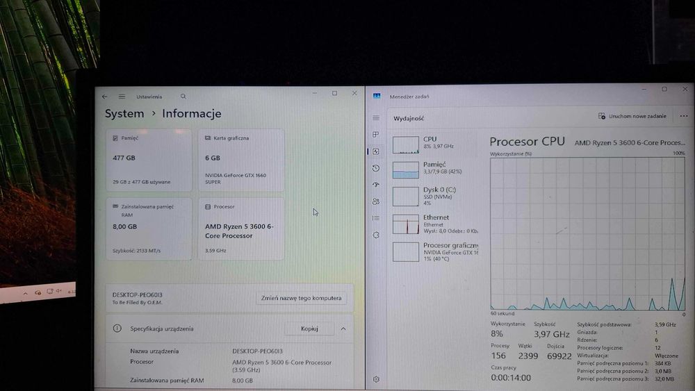 Komputer Stacjonarny / Ryzen 5 3600 / GTX 1660 SUPER 6gb Vram