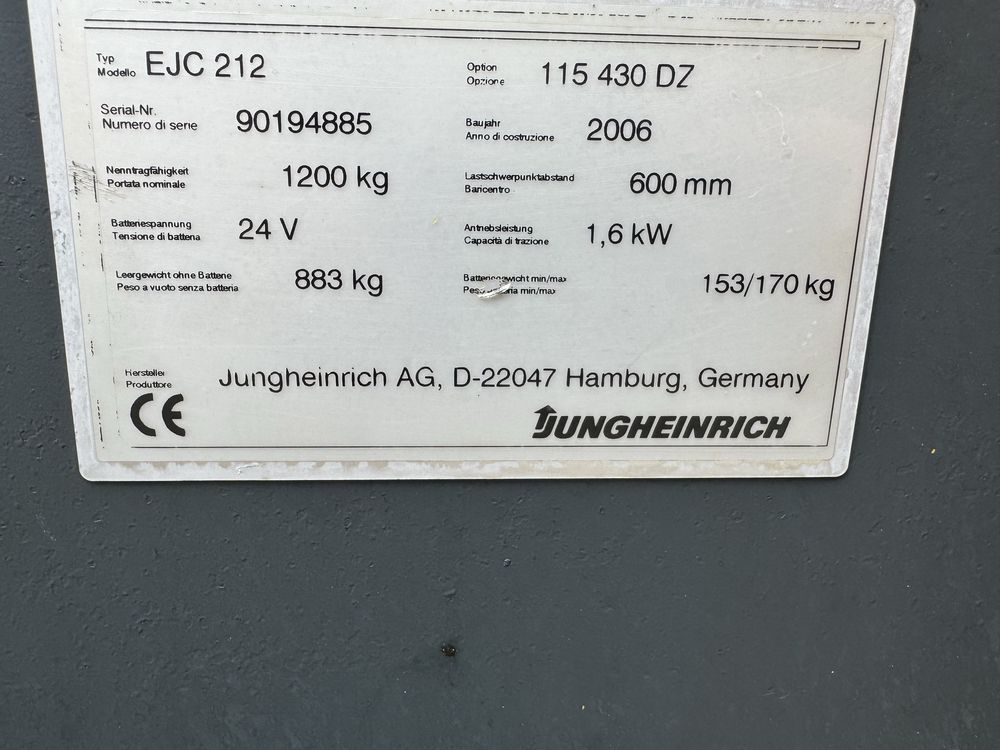 Електртчний штабелер Jungheinrich EJC 212 430DZ 2006