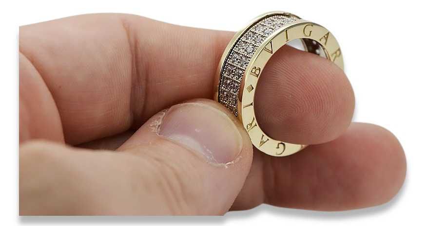 Wyjątkowy złoty pierścionek obrączka 14k 585 z cyrkoniami crc006yw