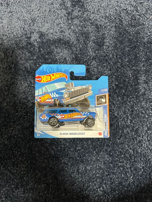 hot wheels 64 nova wagon gasser chevrolet HW niebieski