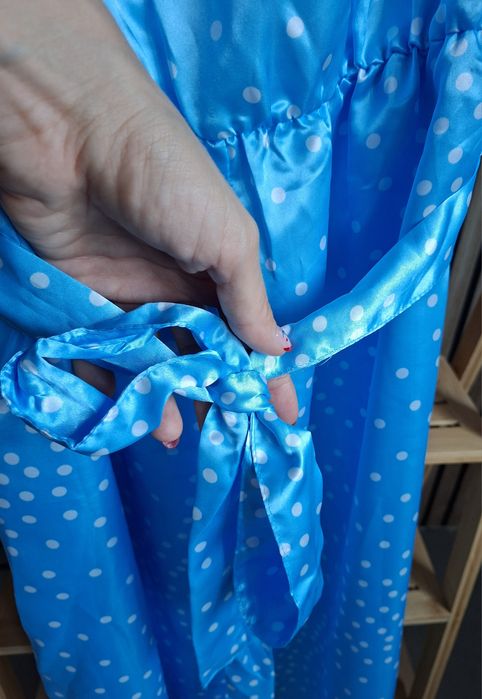 Sukienka maxi błękitne w kropki - Nowa