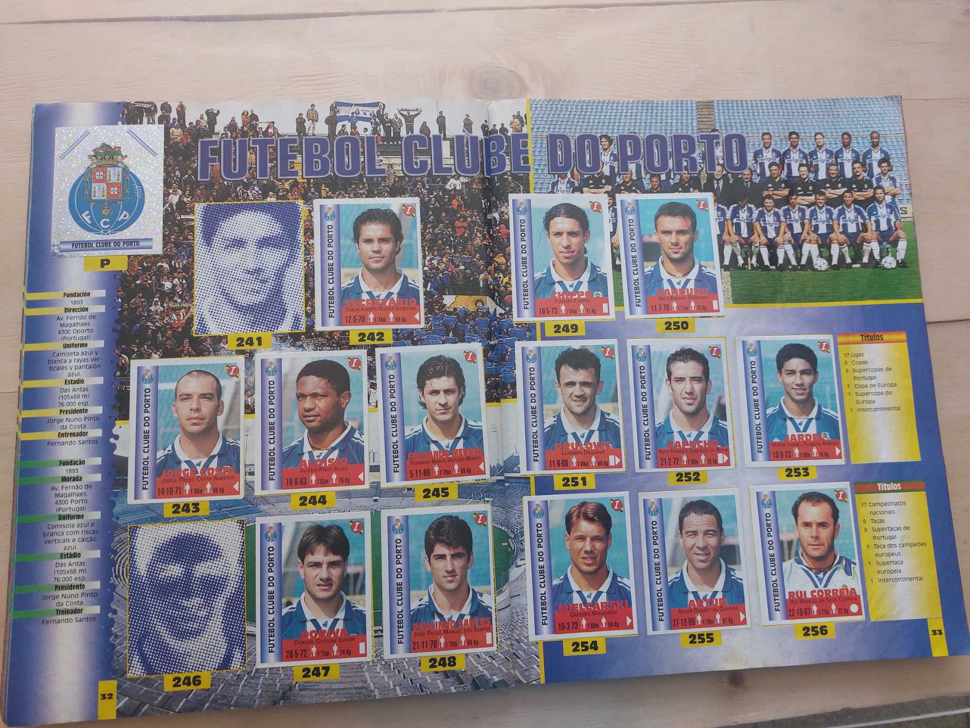 Caderneta antiga equipos de europa 1999