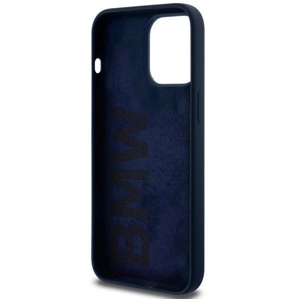 Etui Bmw Silicone Metal Logo Na Iphone 15 Pro - Granatowe