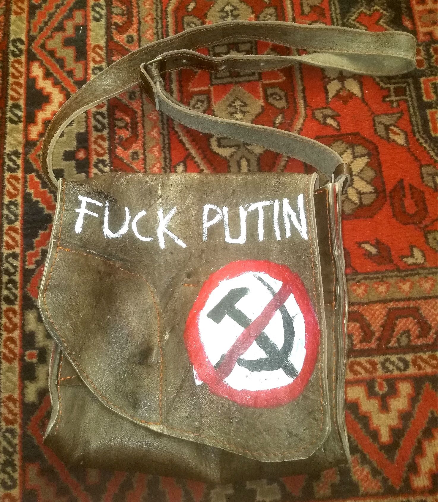 Torba skórzana Fuck Putin niepowtarzalna!
