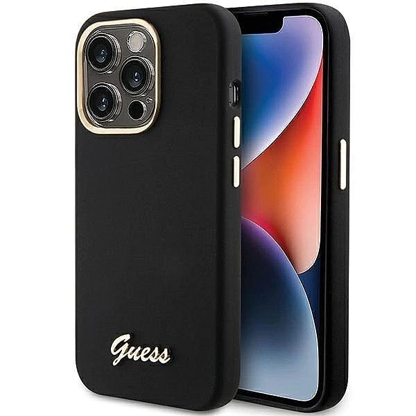 Etui Guess Silicone Script Metal Logo & Frame na iPhone 15 Pro Max - c