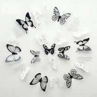Czarno Białe Motyle 3D z brokatem 18 szt Naklejki