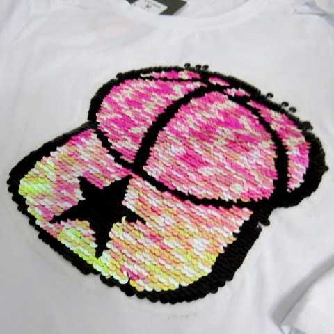 BLUZKA letnia z krótkim rękawem 3D mieniąca czapka T-SHIRT na lato 36