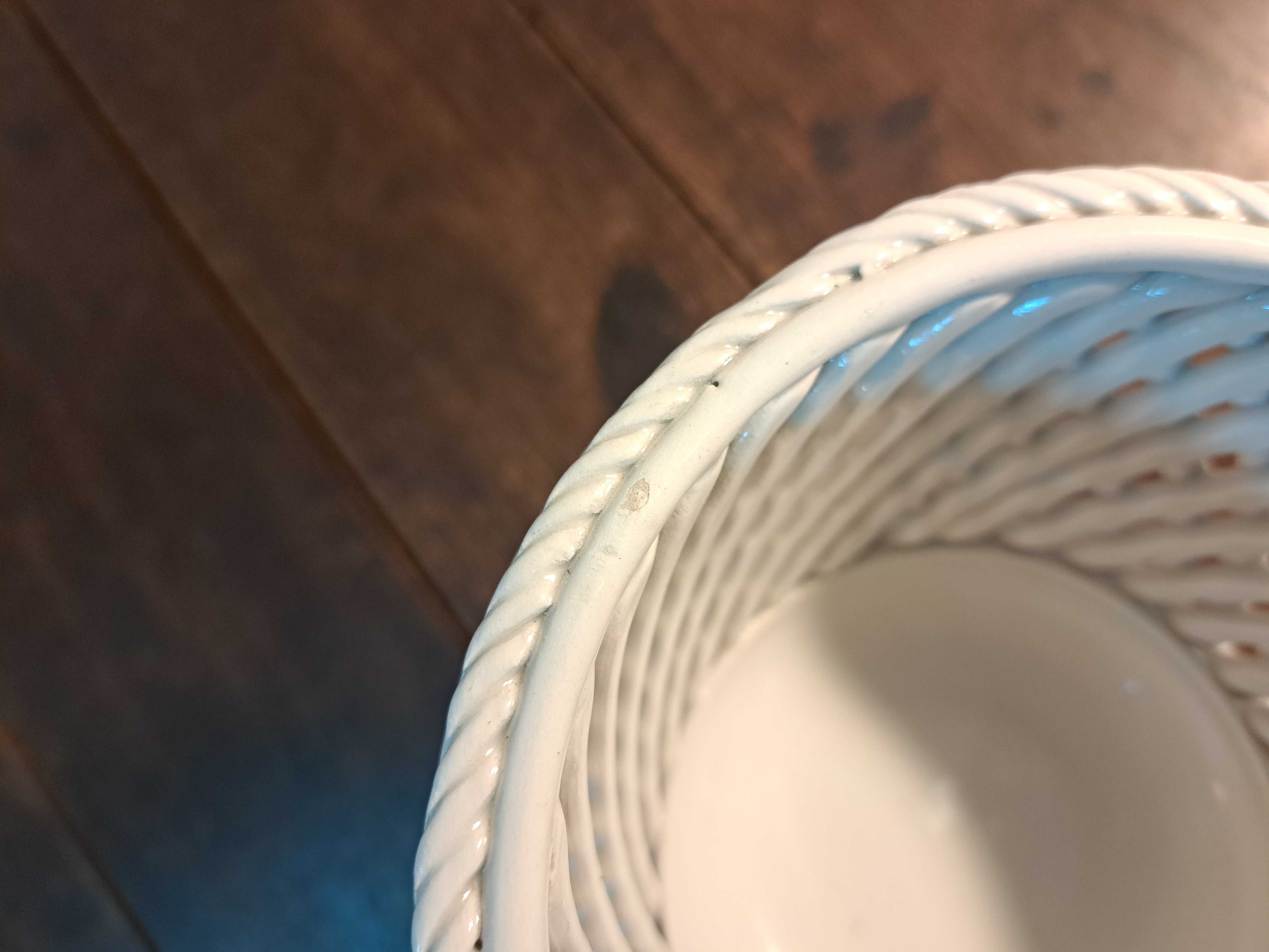 Doniczka ceramiczna Bassano włoska pleciona ażurowa biała Italy