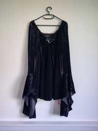 Sukienka czarna z długimi rękawami w stylu gotyckim (r. S)