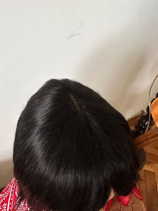 Bob grzywka czarne włosy naturalne ludzkie mikroskóra od góry