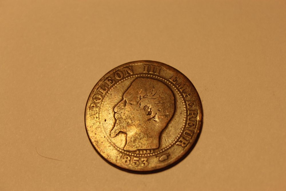 Moneta Francja 5 centymów 1853 A