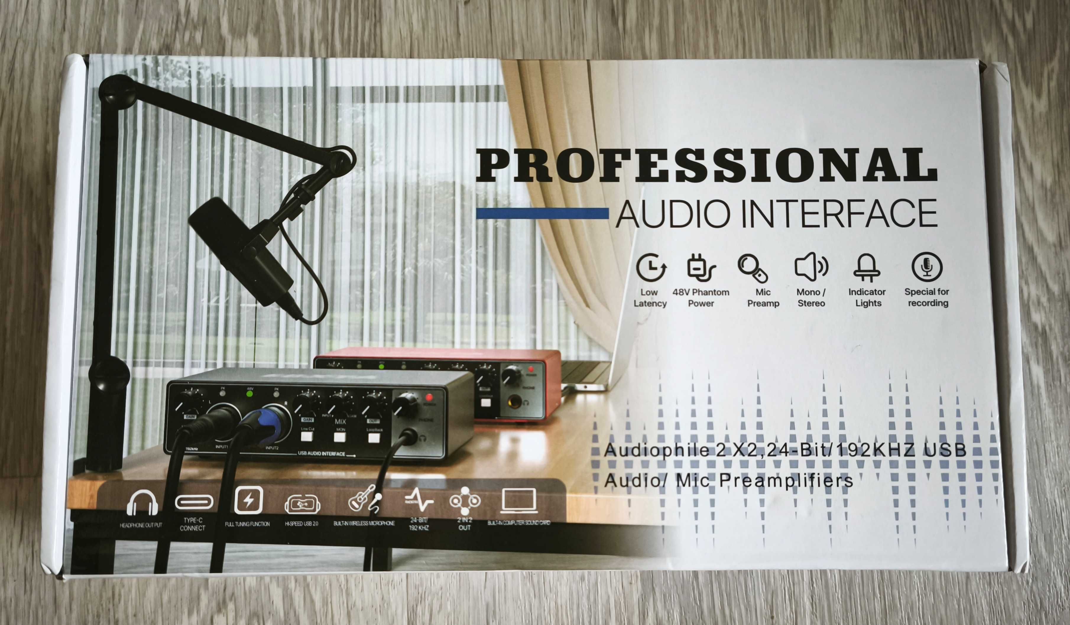 Interfejs Audio USB EBXYA 24-bitowy/192 kHz z wejściami MIC/XLR/Line