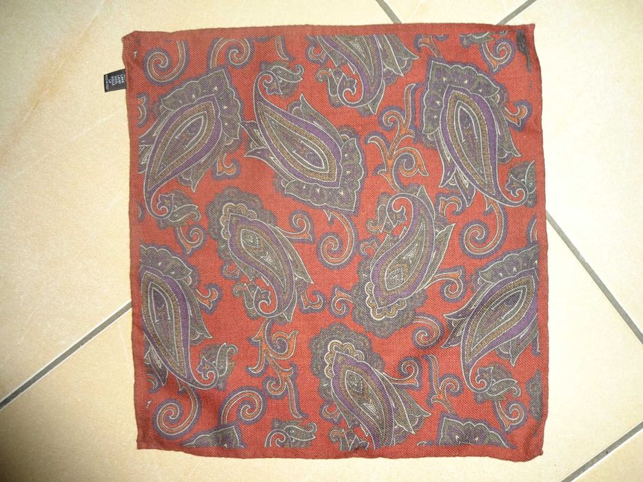 100% WOOL made in Italy wełniana poszetka butonierka wypustka paisley