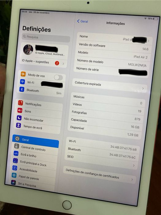 iPad Air 2, 16G Excelente Estado