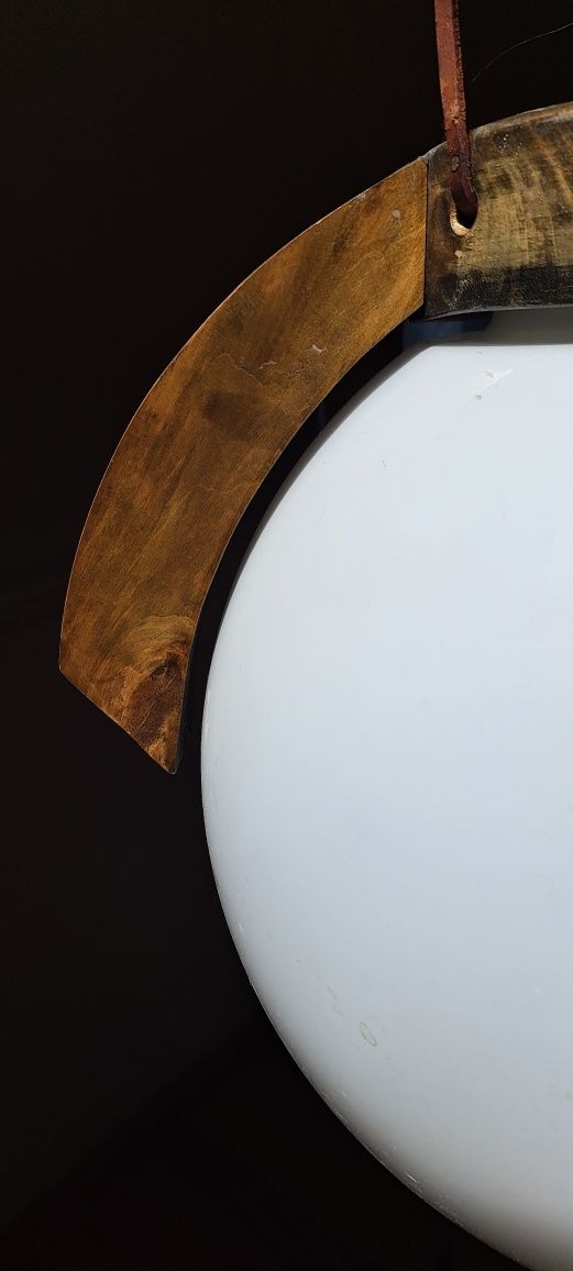 Lampa kula szklana z drewnem wymiar 35 cm z drewnem i 30 cm bez drewna
