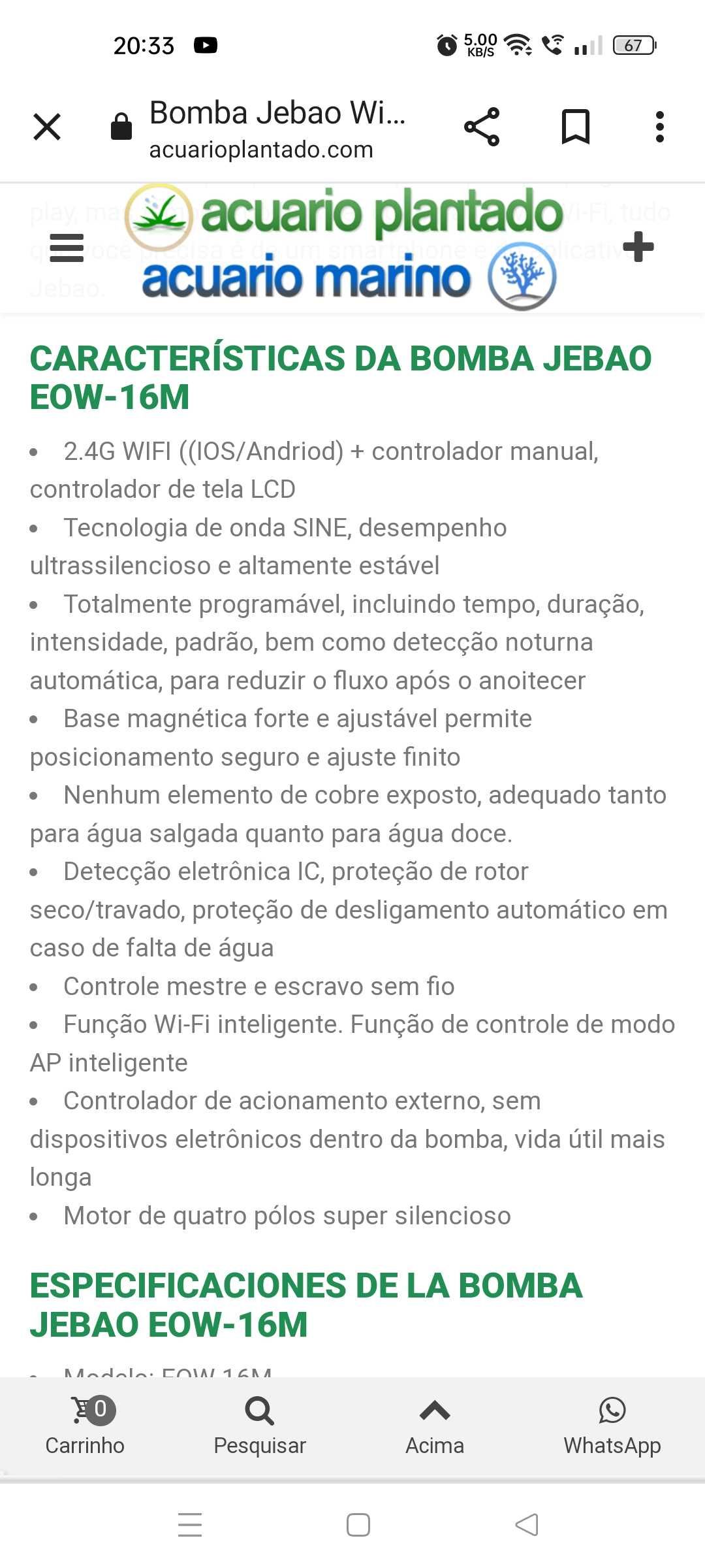 Bomba de circulação jebao 16000L