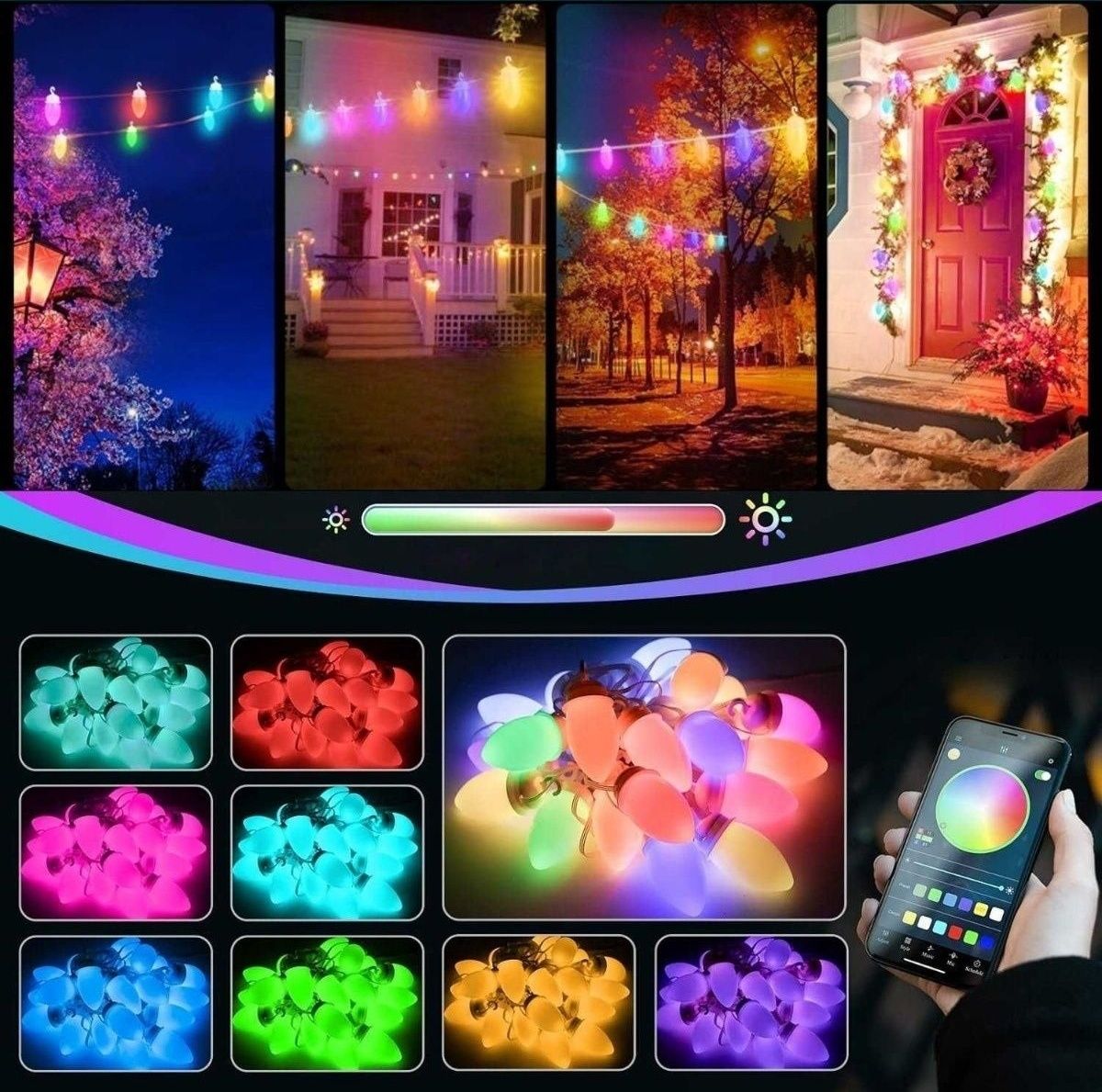 Girlanda świetlna RGB z pilotem, zasilanie z portu USB, 15 metrów IP65