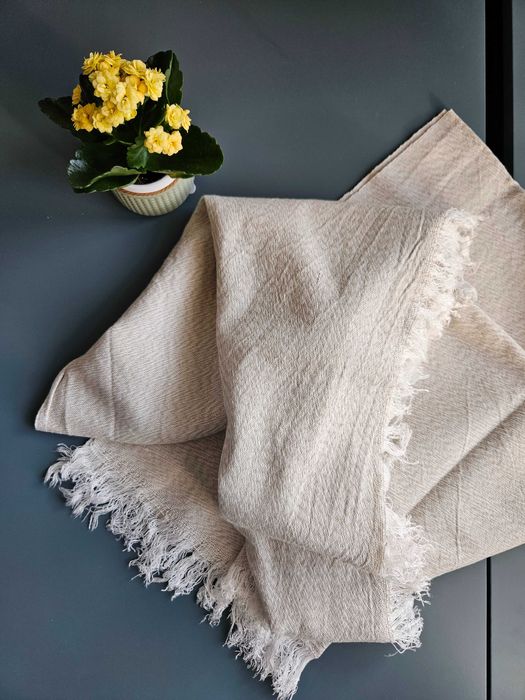 Wielofunkcyjny turecki bawełniany Pestemal 110x184 beż narzuta ręcznik