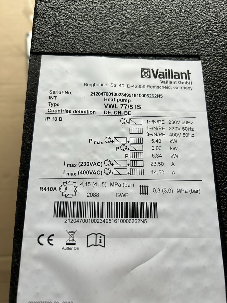 Vaillant aroTHERM Split VWL 35/5 AS plus VWL 77/5IS
