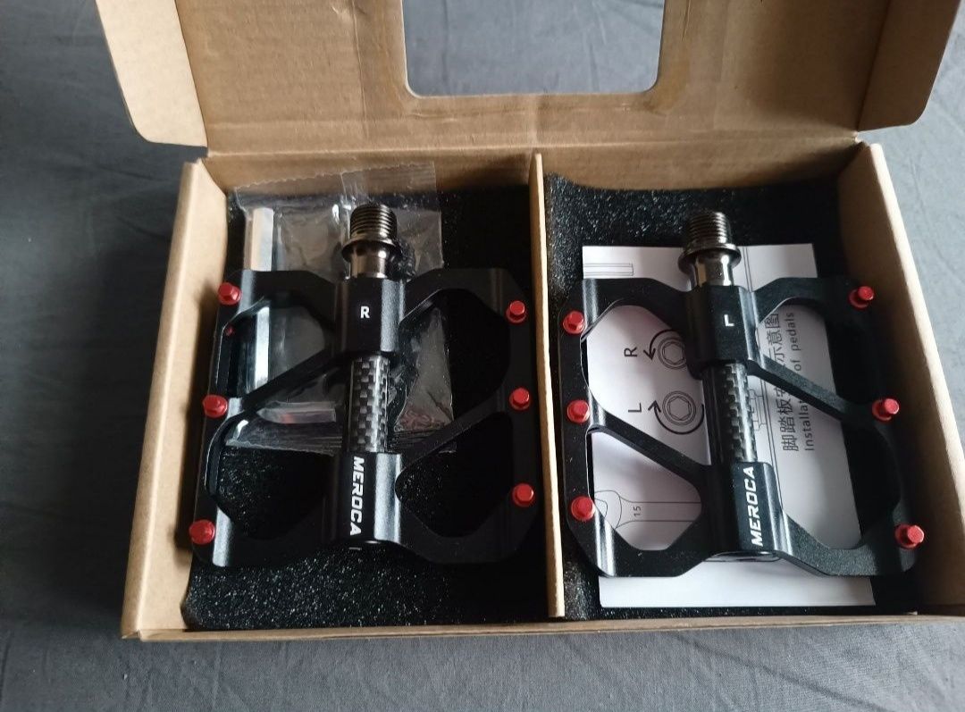 Pedały rowerowe MTB trekking 3 łożyska carbon wykręcane piny Polecam