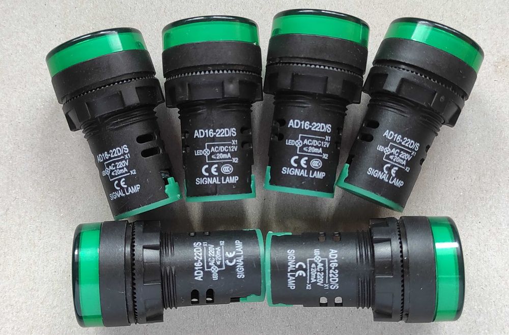 Lampka kontrolka sygnalizacyjna LED 12V / 230V 22mm ZIELONA