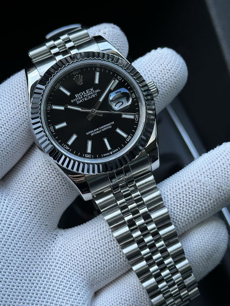 Механические часы Rolex Datejust Silver-Black с автоподзаводом.