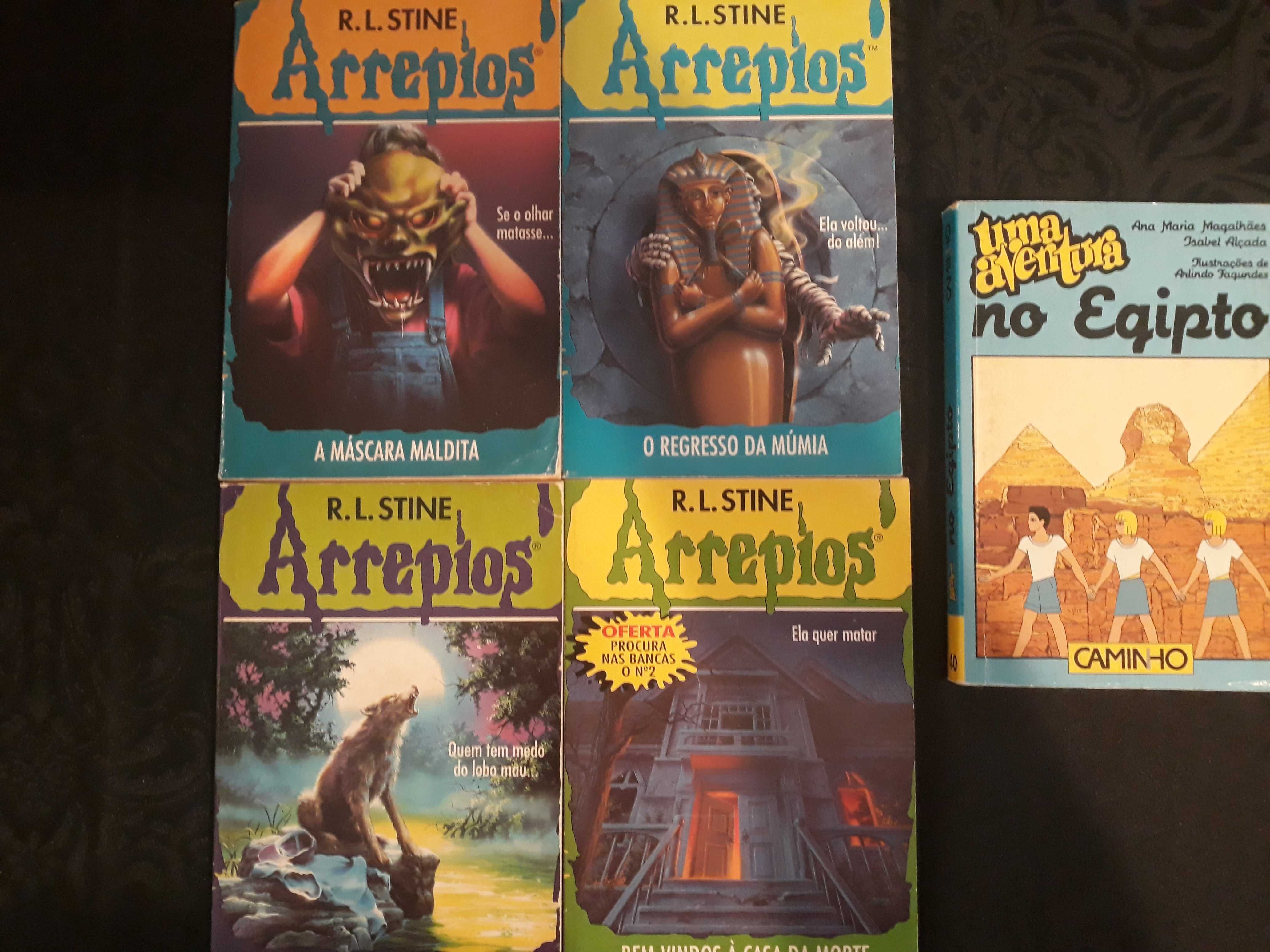 Livros Arrepios de R.L.Stine e livros Uma aventura Egito e na Mina