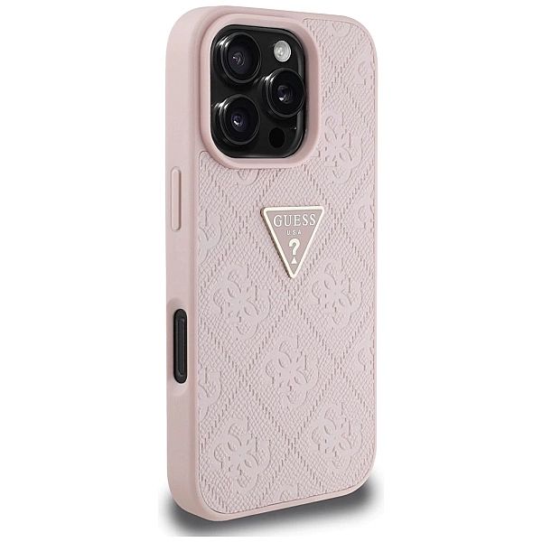 Etui Guess Hot Stamp 4G Pattern Triangle Metal Logo na iPhone 16 Pro M