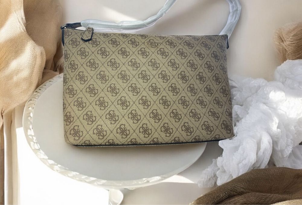 Guess Torebka na ramie z Eko Skóry Monogram Nowa Woreczek Kosmetyczka