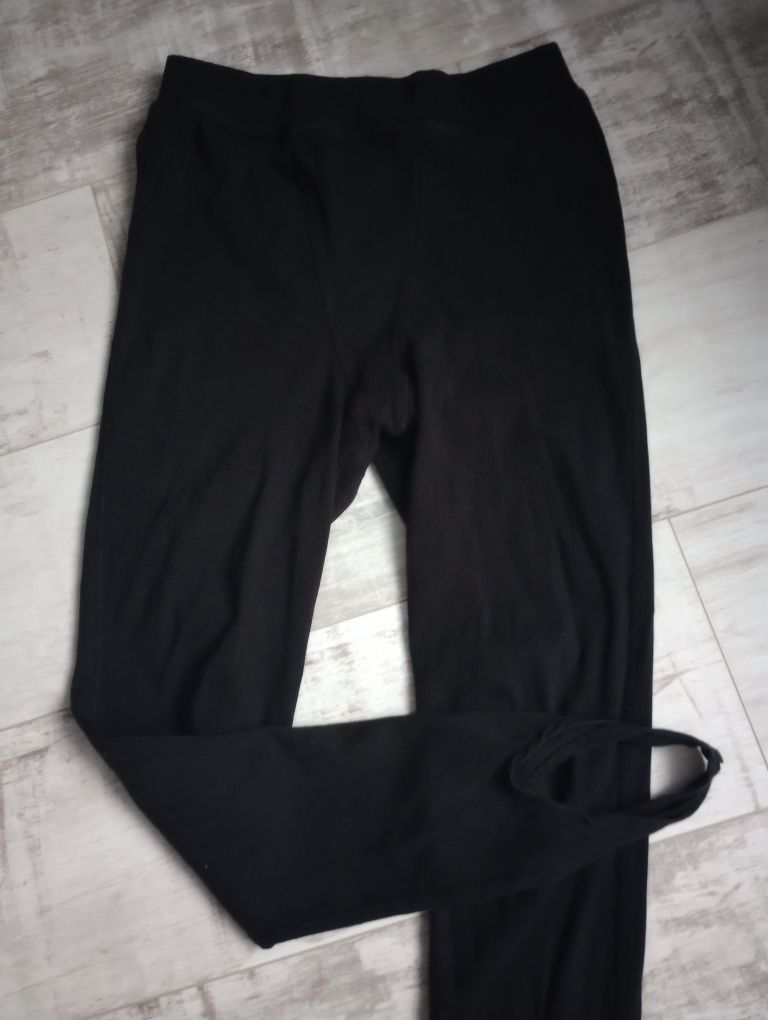 Legginsy getry bawełniane prążek 42/44 prążkowane jeździeckie zapietek