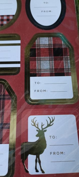 Zestaw 60 świątecznych złoconych naklejek na prezenty Naklejki złocone