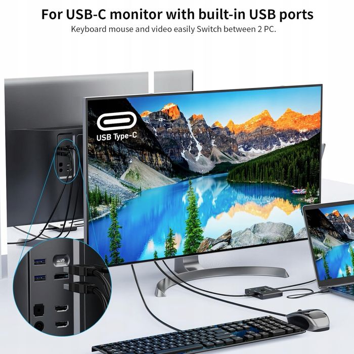 Przełącznik KVM USB-C 2 w 1, PC 8K 60 Hz 4K 120 Hz