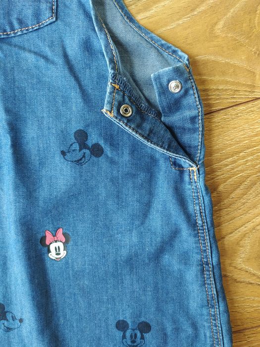 H&M jeansowa dżinsowa sukienka na szelkach myszka miki minnie r. 104
