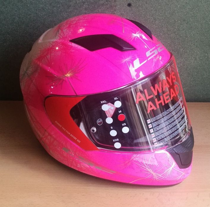 NOWY Damski Kask motocyklowy LS2 + blenda różowo-biały