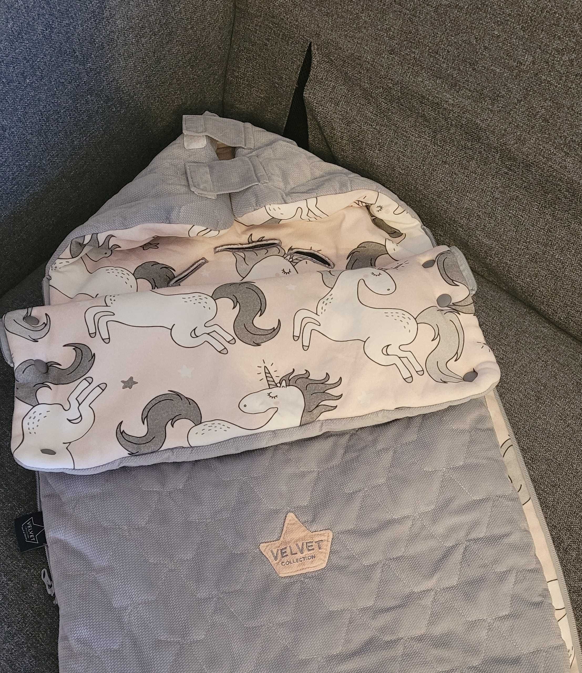 Śpiworek śpiwór do wózka La Millou pudrowy róż jednorożec unicorn